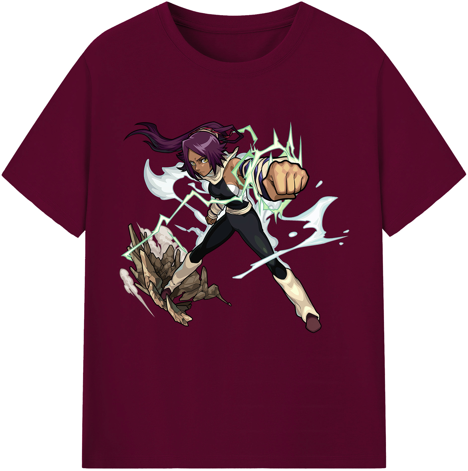 （画像用） ブリーチ 四楓院 夜一（しほういん よるいち） BLEACH Shihouin Yoruichi レディースカジュアルプリントTシャツ（綿100％）